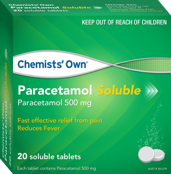 chemists own paracetamol soluble tab 500mg 20