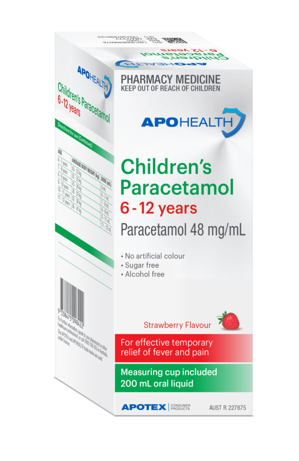 APOHEALTH Childrens Paracetamol 6 12 years 200mL 1