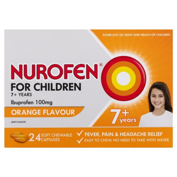 Nurofen Child 7+ Orange Chewable Capsules - 24 Pack