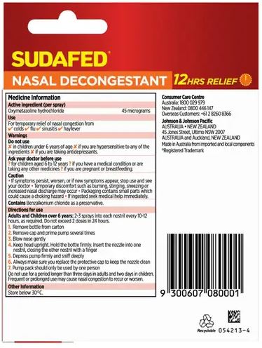 Sudafed Nasal Spray Back